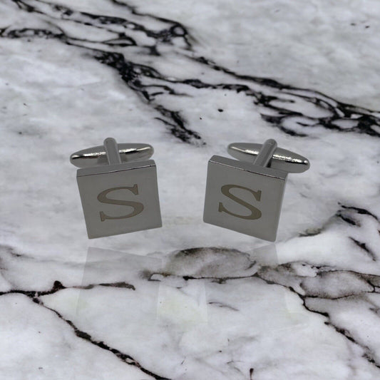 Chrome Monogram Letter S Cufflinks