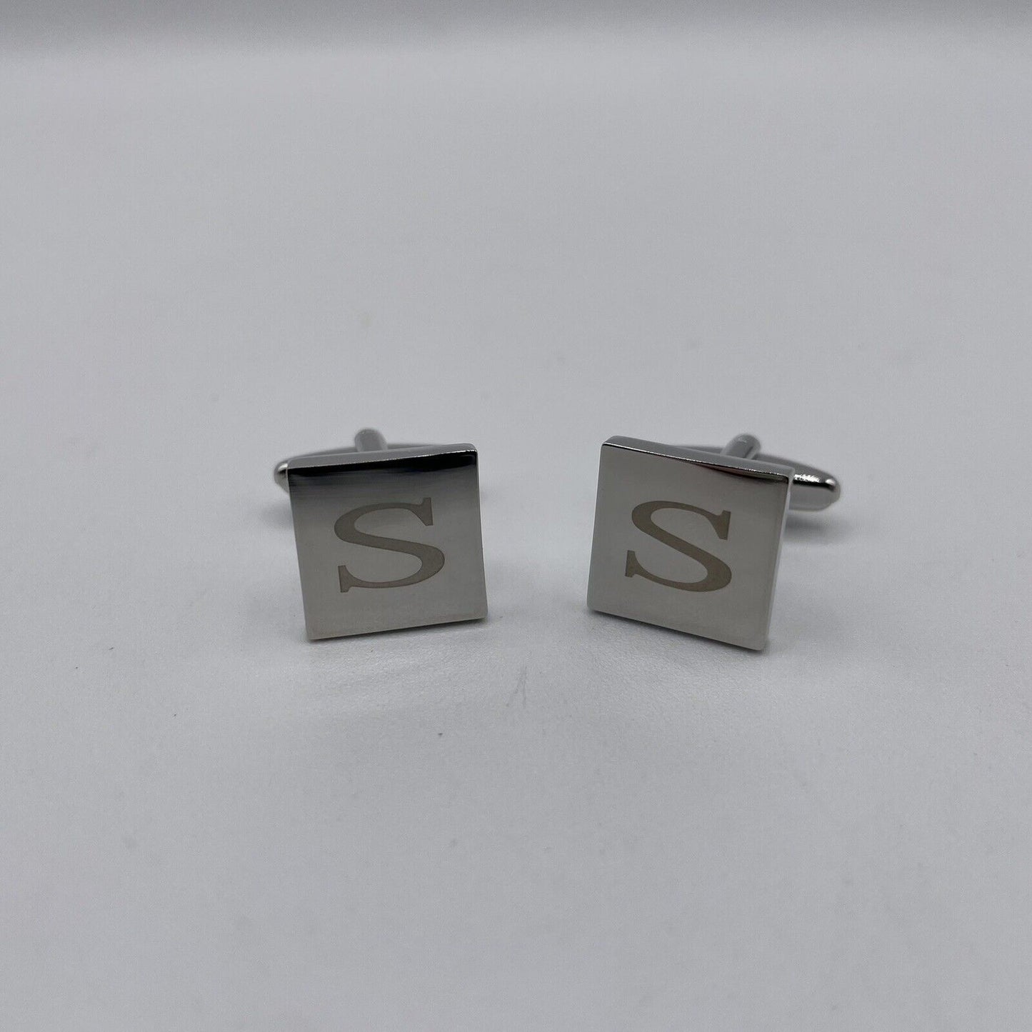 Chrome Monogram Letter S Cufflinks