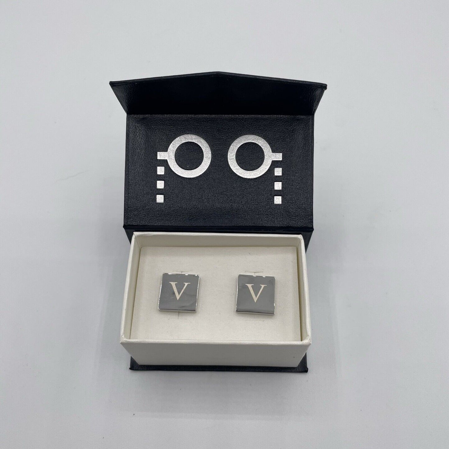 Chrome Monogram Letter V Cufflinks