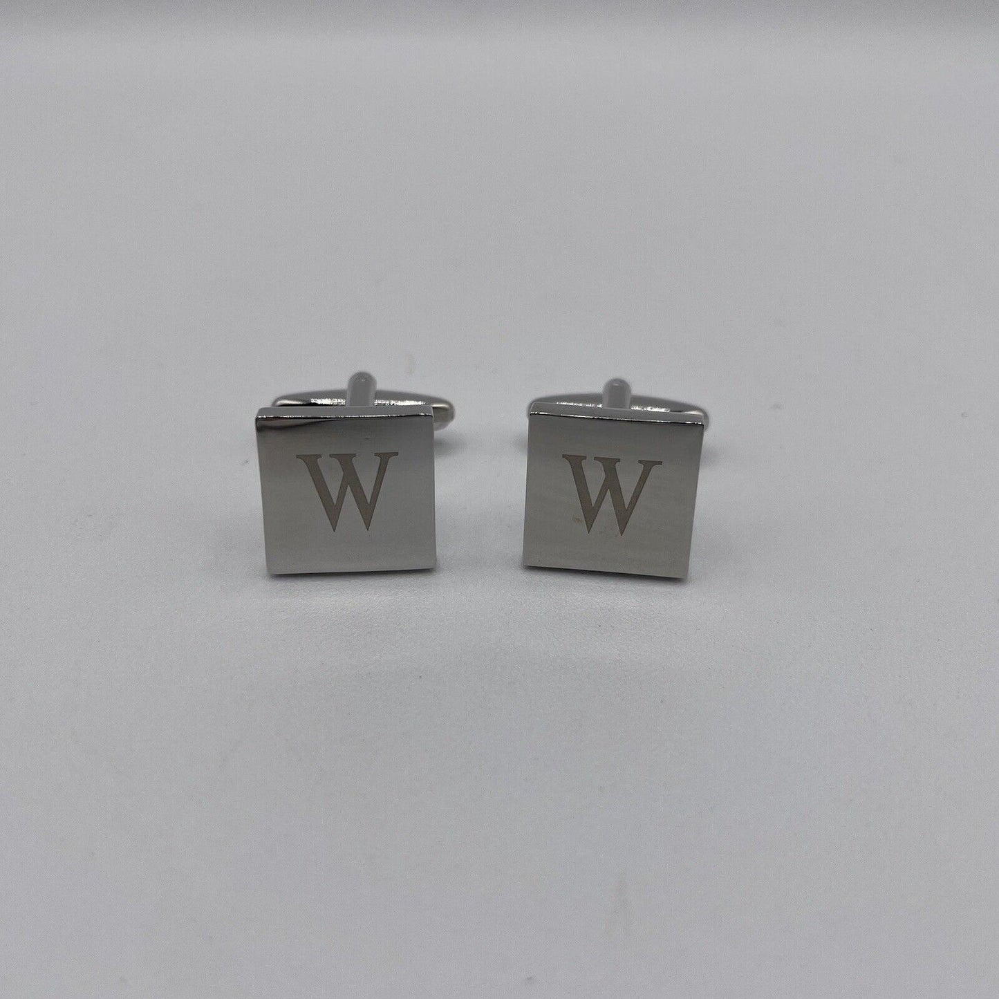 Chrome Monogram Letter W Cufflinks