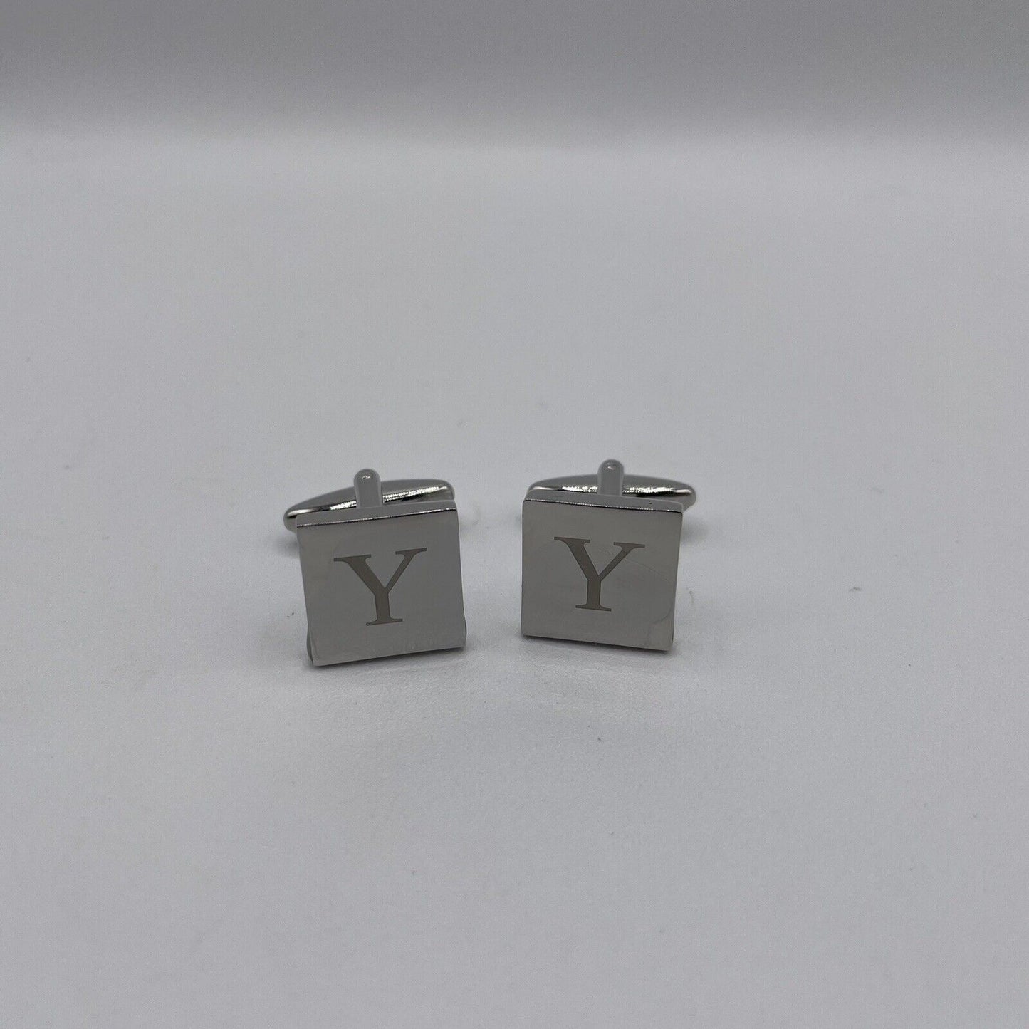 Chrome Monogram Letter Y Cufflinks