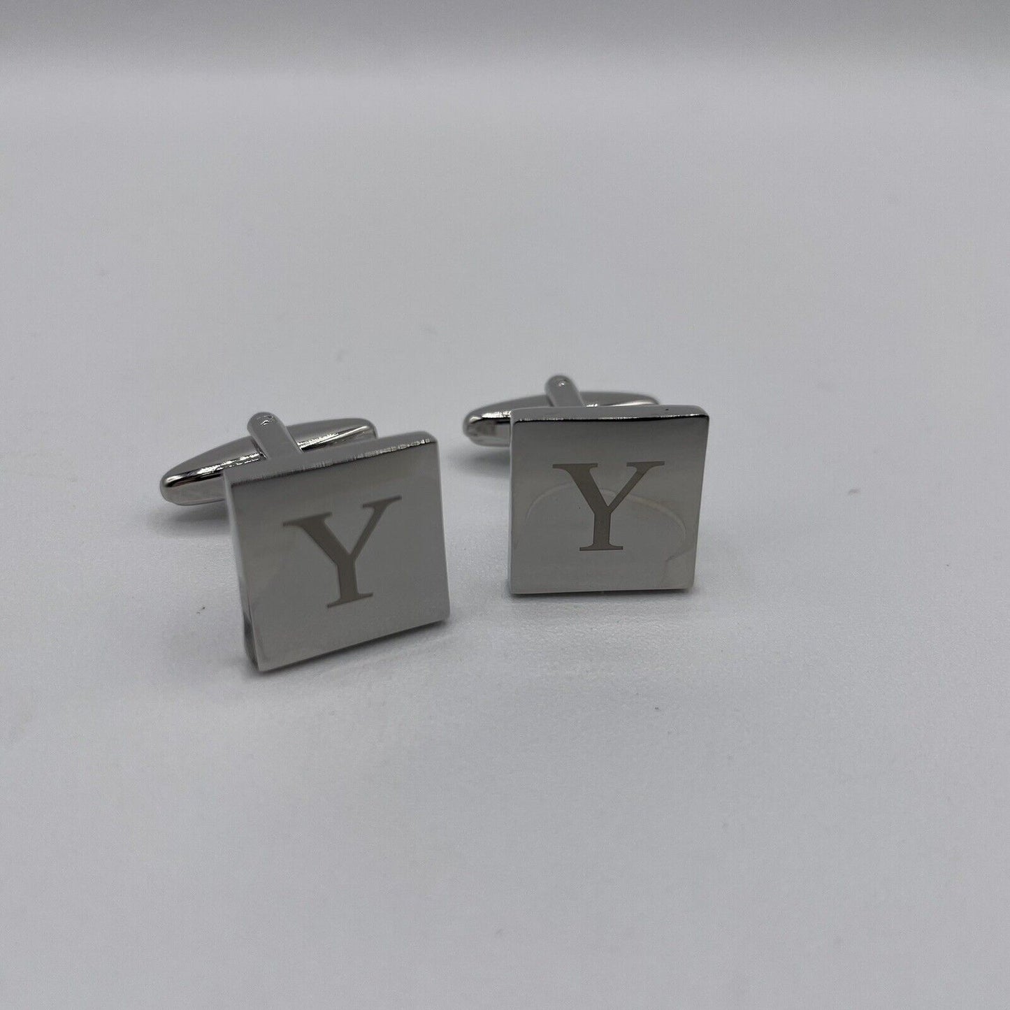 Chrome Monogram Letter Y Cufflinks