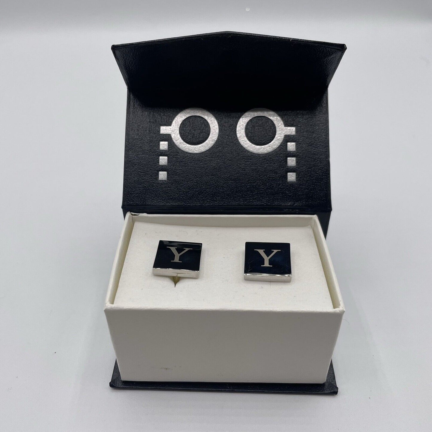 Chrome Monogram Letter Y Cufflinks
