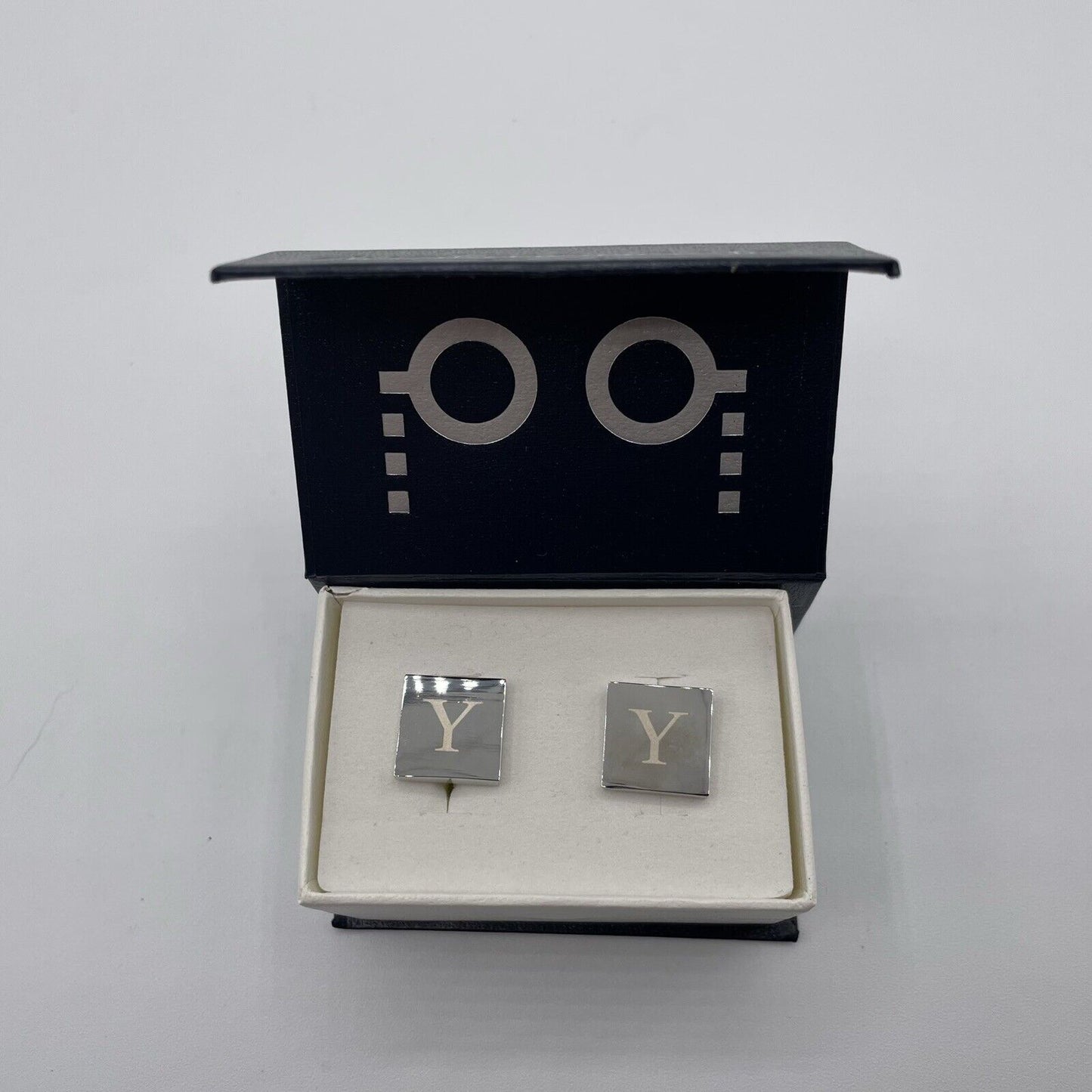 Chrome Monogram Letter Y Cufflinks