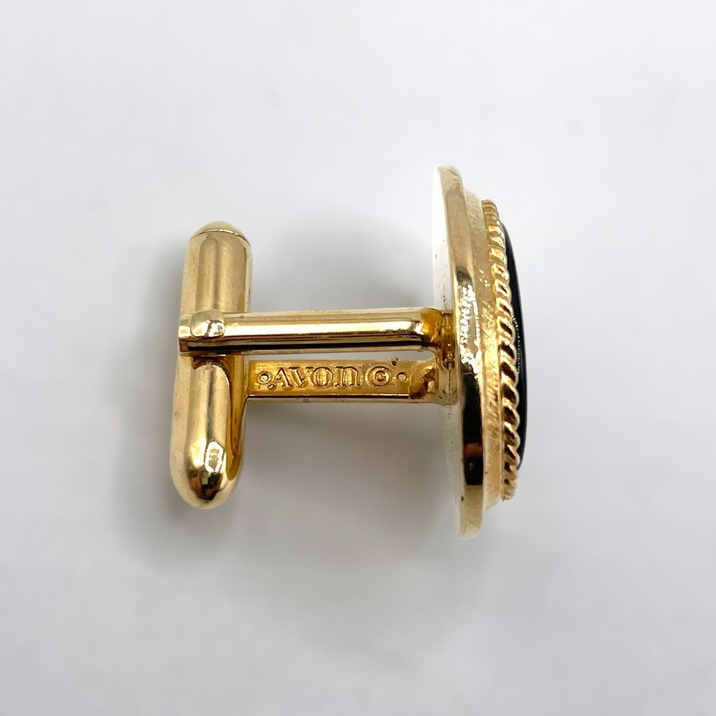Avon Black Onyx & Gold Tone Oval Cufflinks