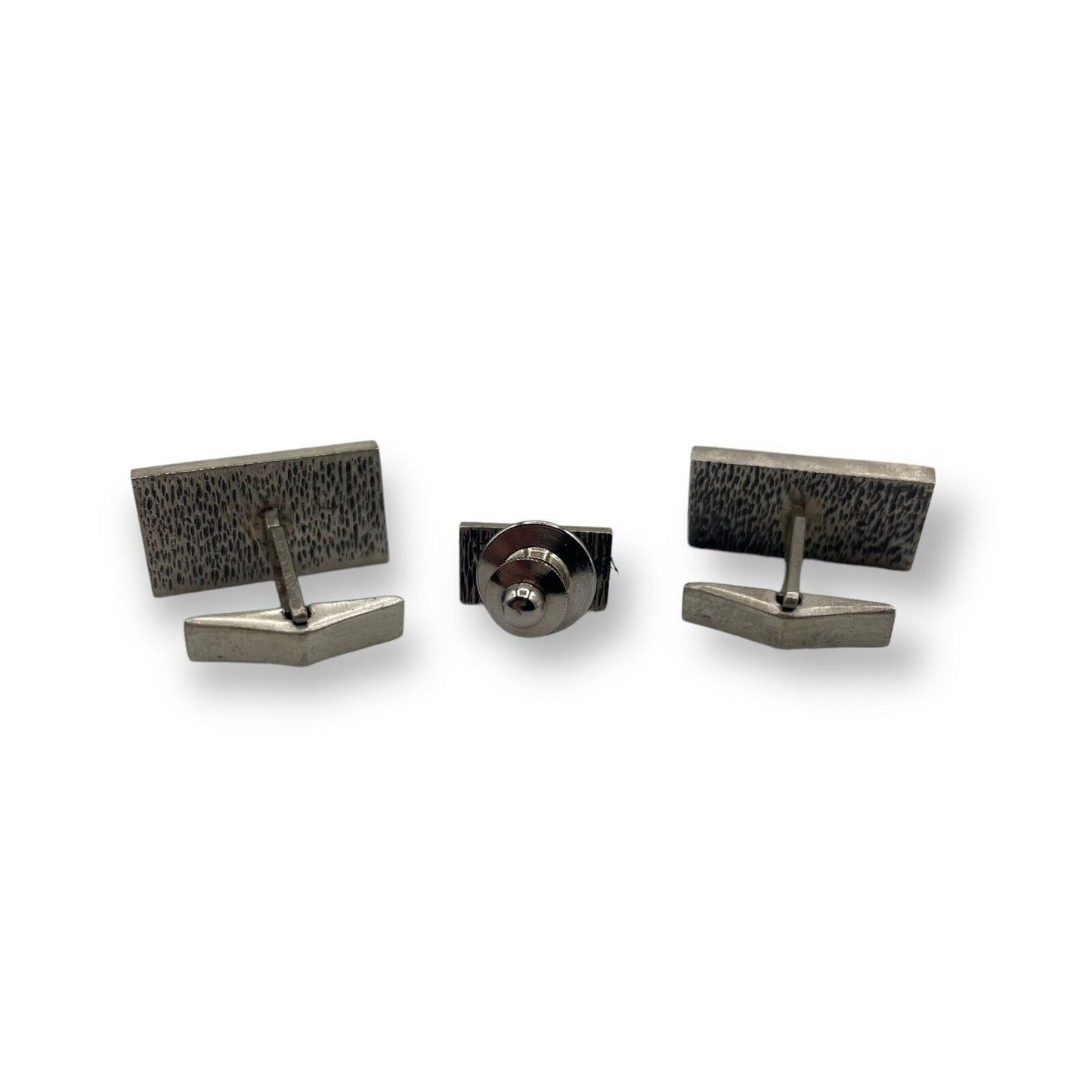 Brushed Silver Fish Cufflinks & Tie Tac Set