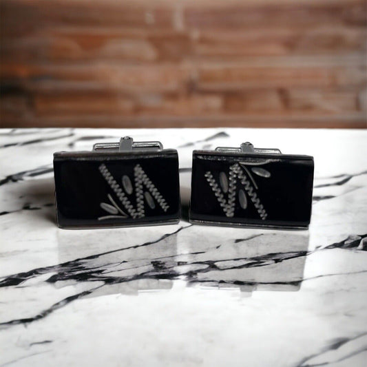 Black Onyx & Mother Of Pearl Inlay Cufflinks