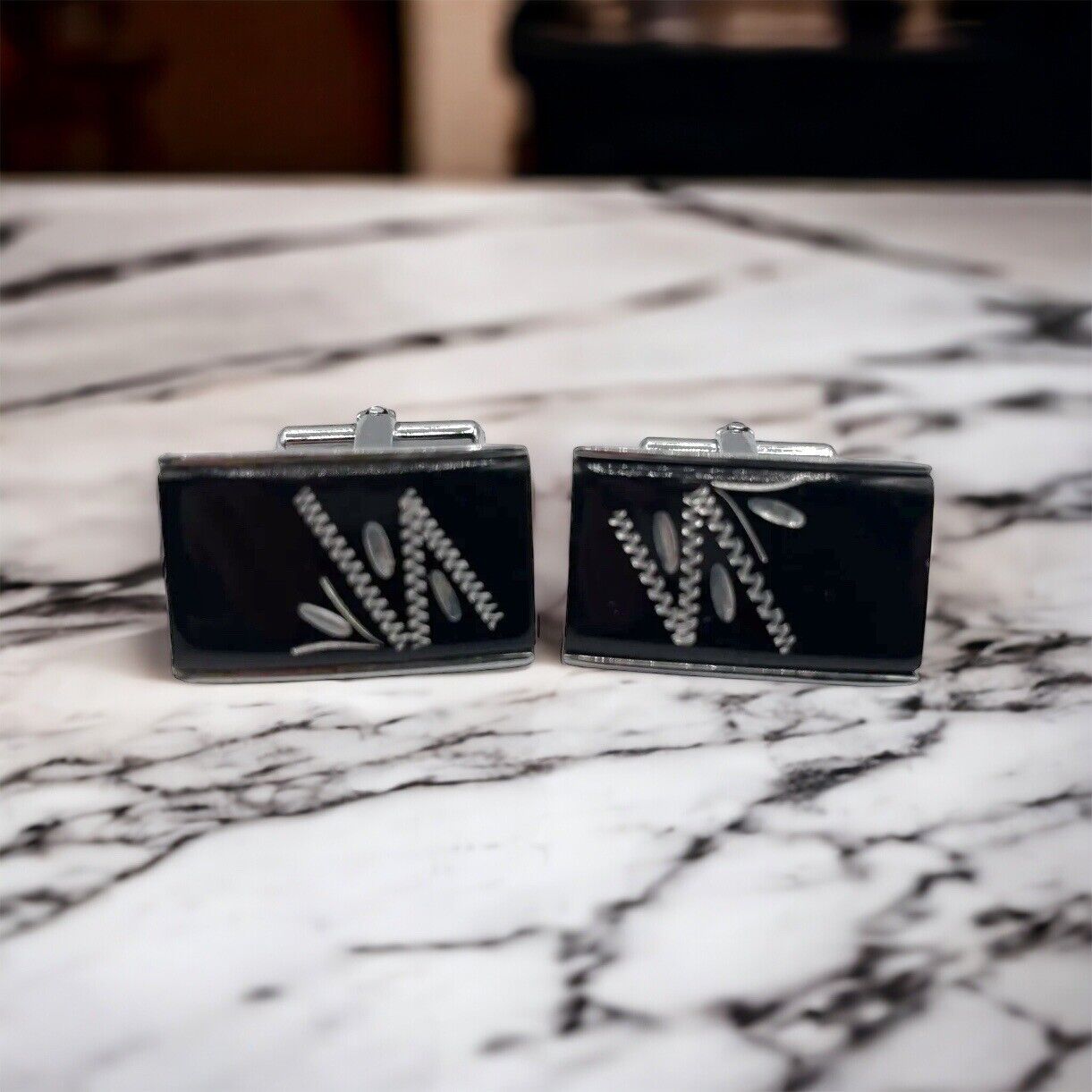 Black Onyx & Mother Of Pearl Inlay Cufflinks