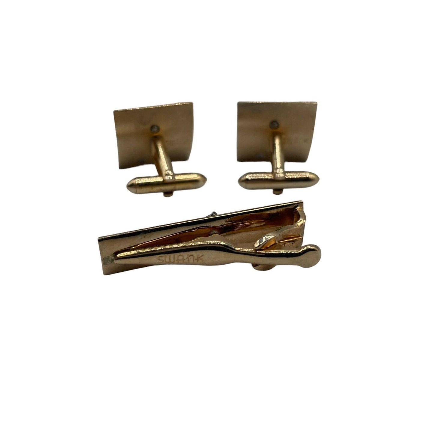 Swank Raised Monogram Letter “A” Cufflink & Tie Clip Set