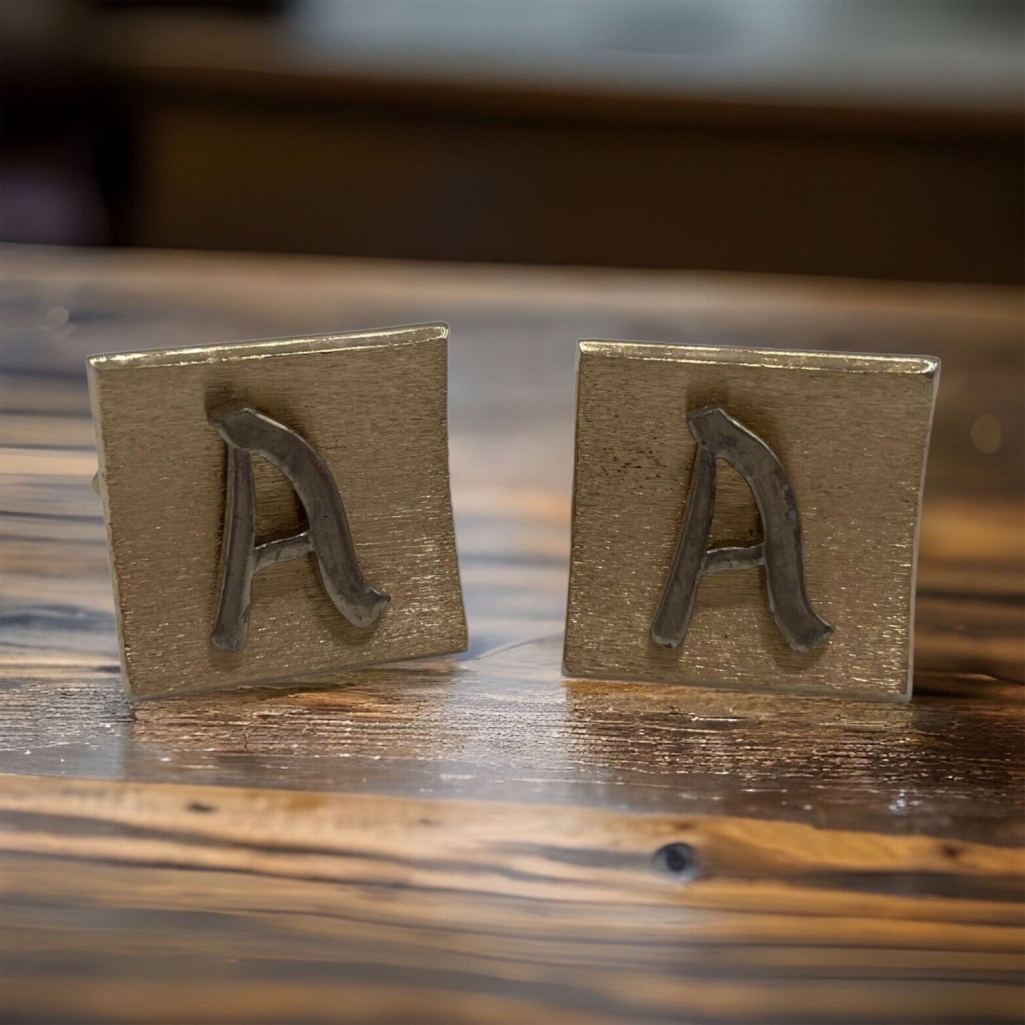 Swank Raised Monogram Letter “A” Cufflink & Tie Clip Set