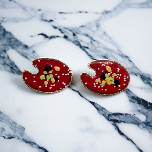 Artist's Paint Palette Gold Tone Enamel Cufflinks