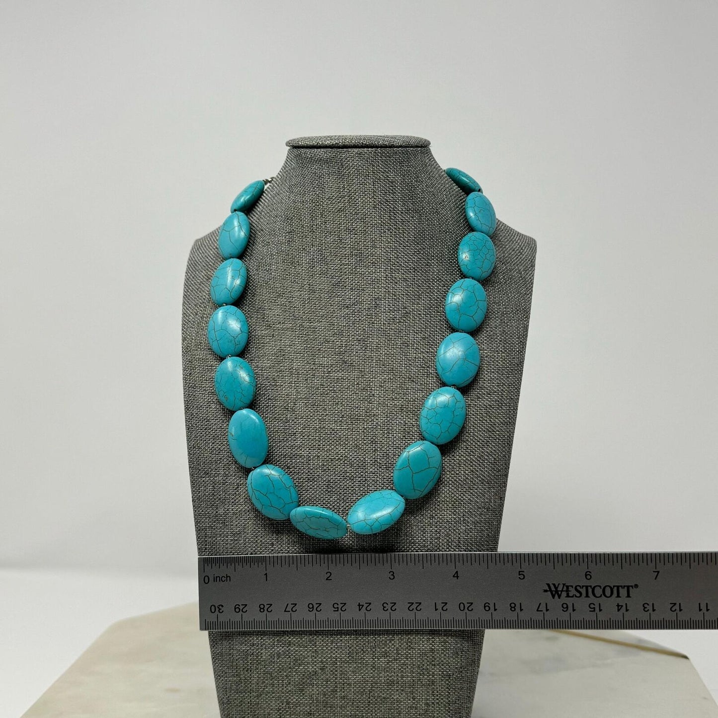 Turquoise Necklace Statement Large Faux Stone Beaded Boho Statement 18”