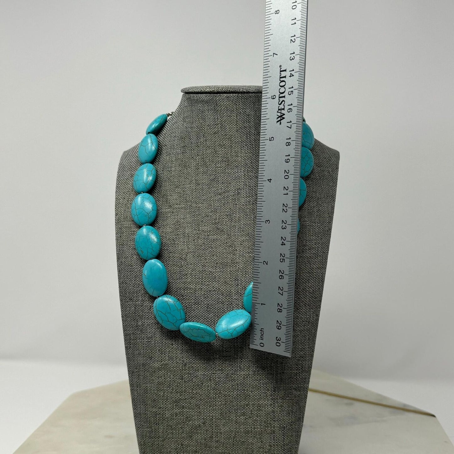 Turquoise Necklace Statement Large Faux Stone Beaded Boho Statement 18”