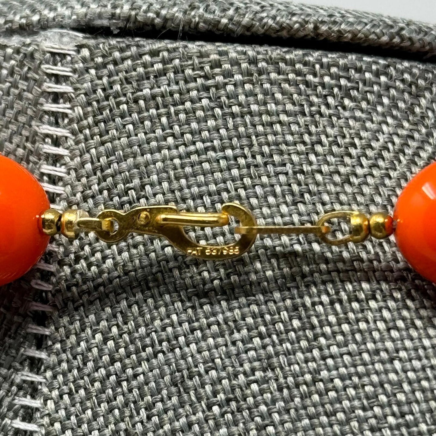 Orange Bib Necklace Large Round Vibrant Uniform Glossy Beads Bold Modern 16”