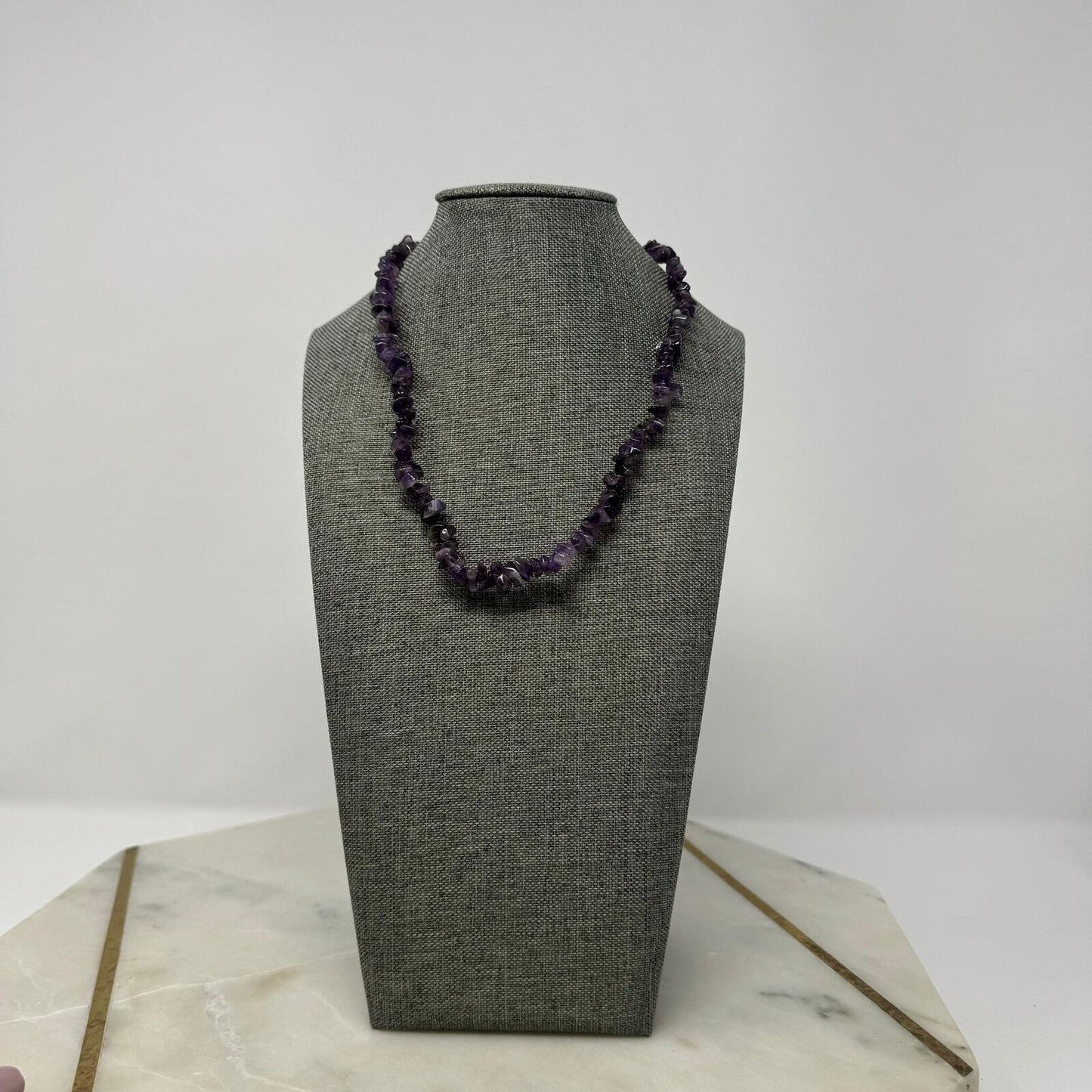 Purple Amethyst Stone Necklace Vibrant Unique Shaped Beads Simple Natural Beauty