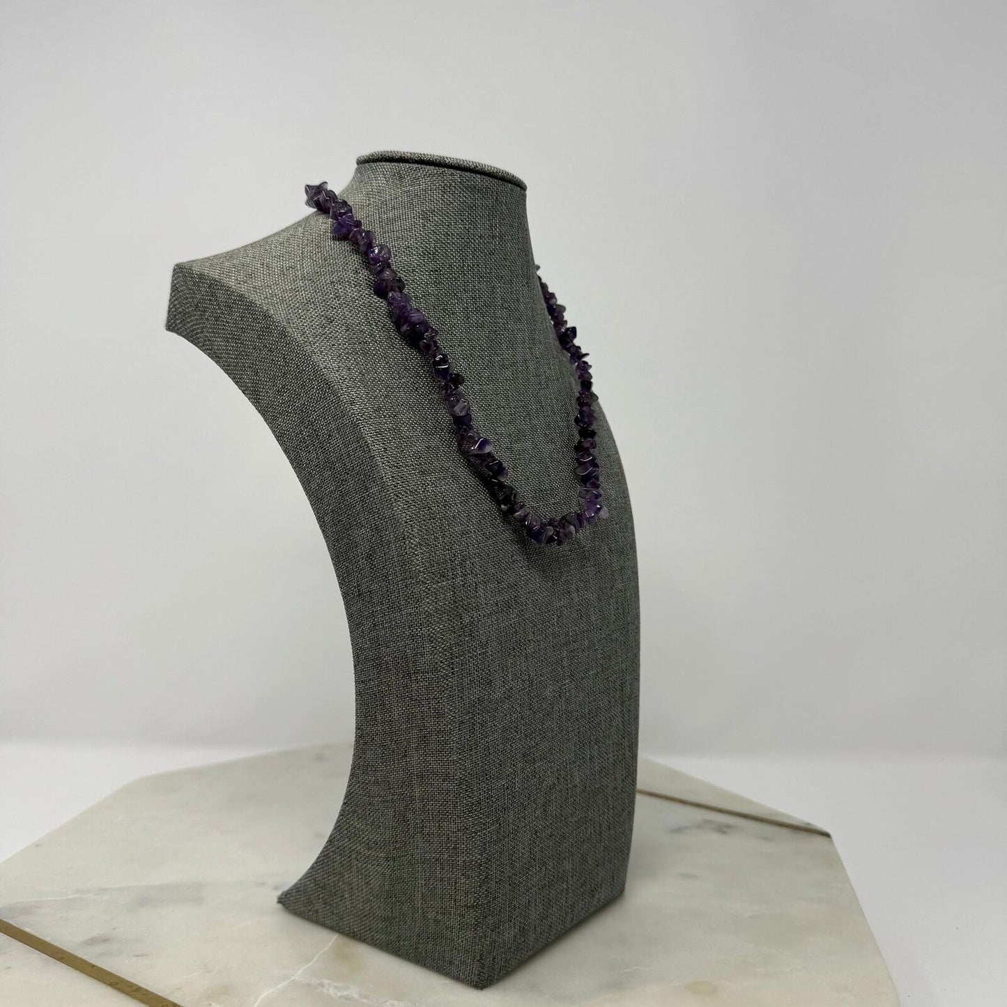 Purple Amethyst Stone Necklace Vibrant Unique Shaped Beads Simple Natural Beauty