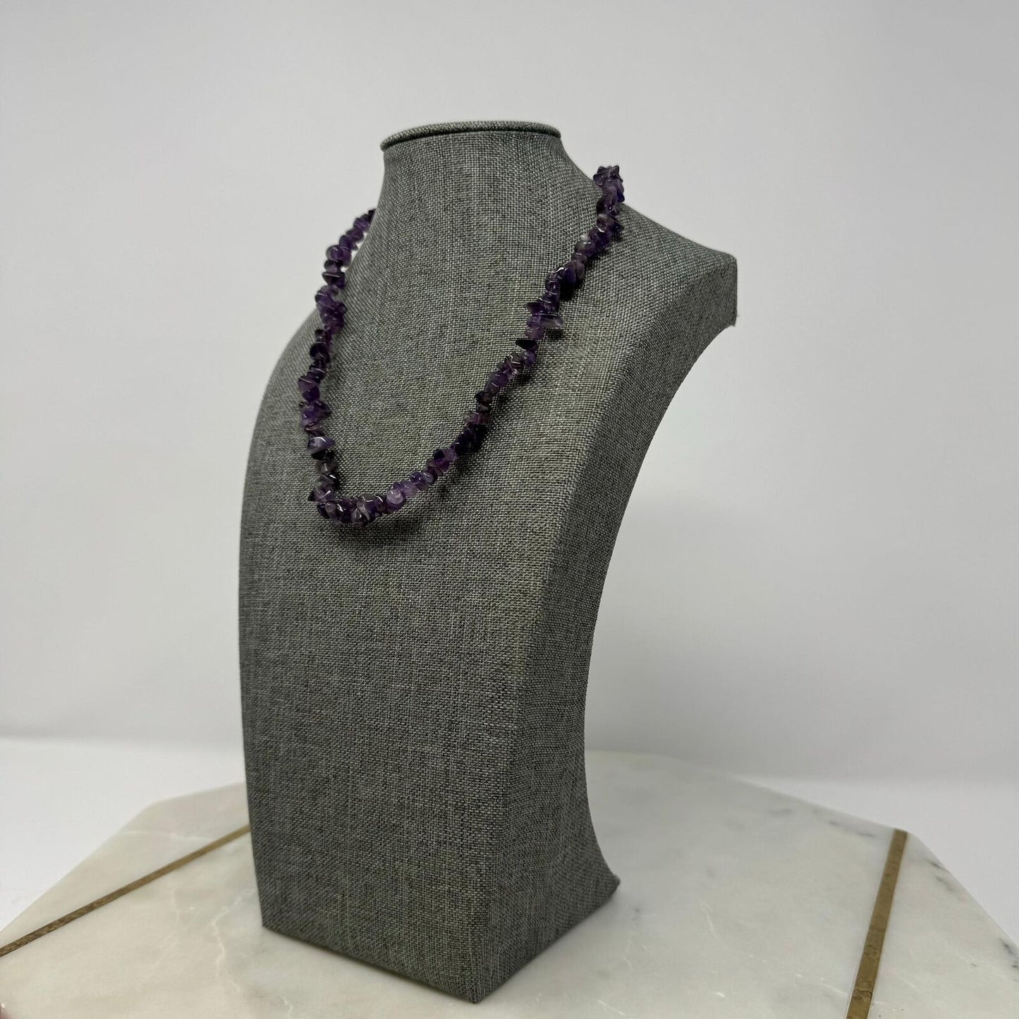 Purple Amethyst Stone Necklace Vibrant Unique Shaped Beads Simple Natural Beauty