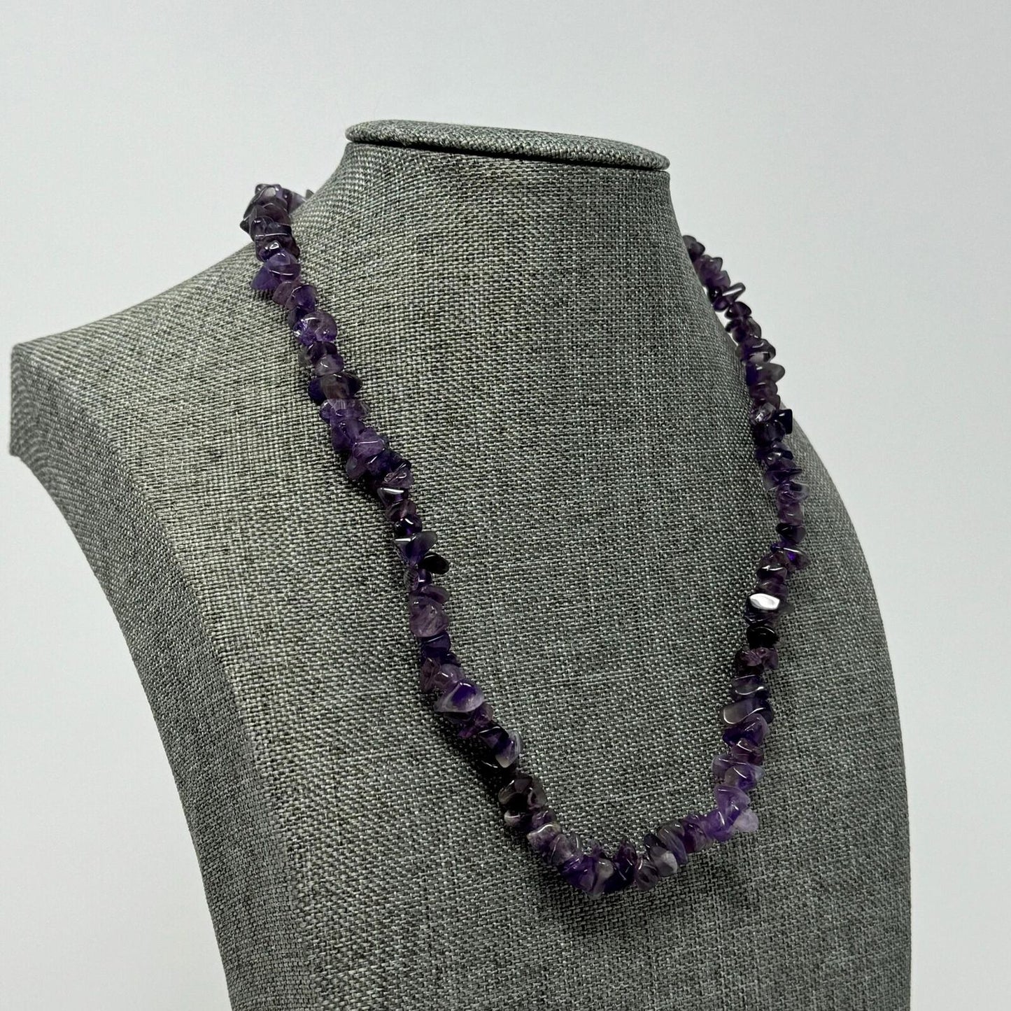Purple Amethyst Stone Necklace Vibrant Unique Shaped Beads Simple Natural Beauty