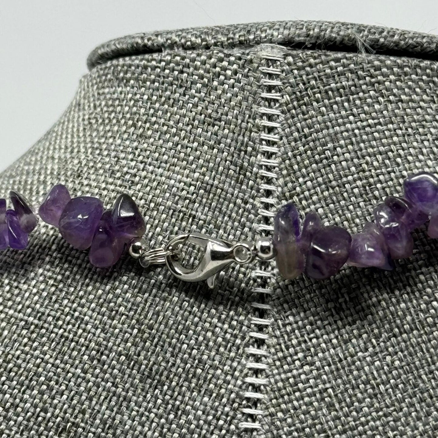 Purple Amethyst Stone Necklace Vibrant Unique Shaped Beads Simple Natural Beauty