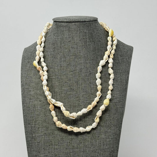 Beach Shell Necklace Natural Mini Shell Beads Simple Layered Boho Island Chic 32”