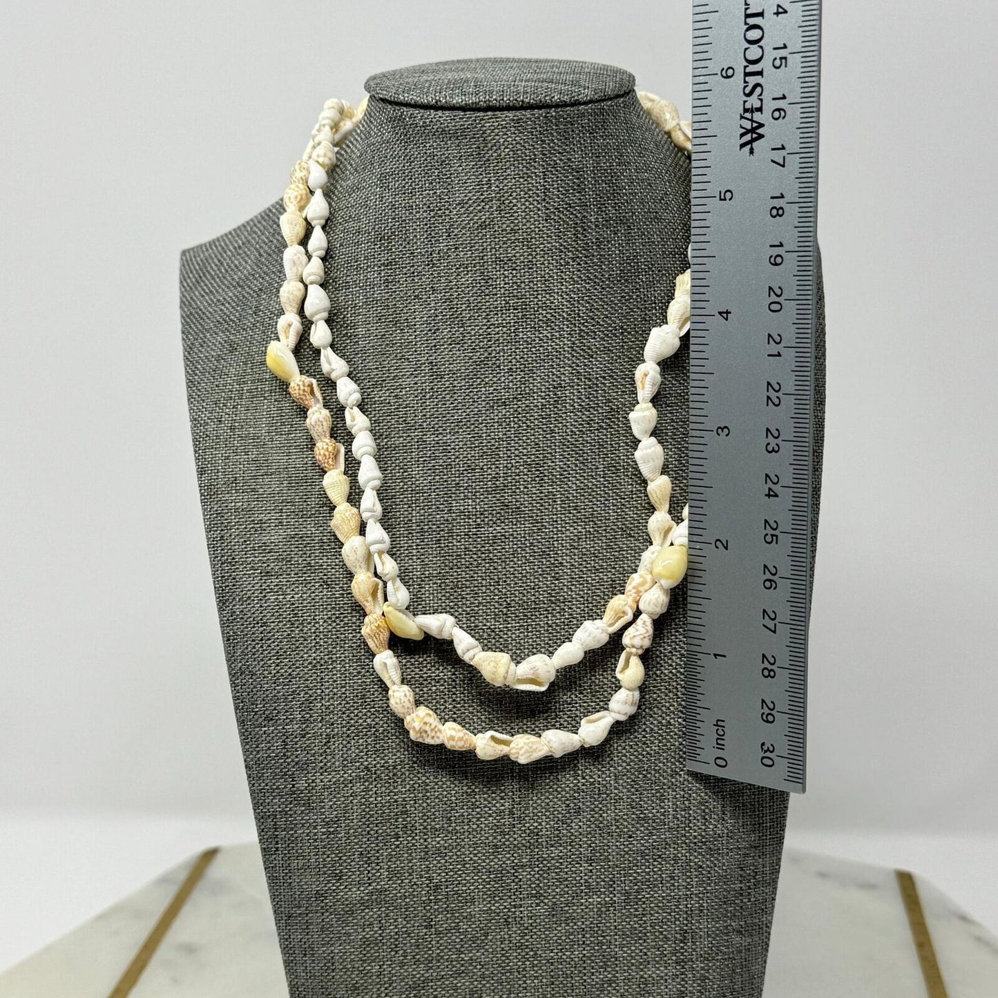 Beach Shell Necklace Natural Mini Shell Beads Simple Layered Boho Island Chic 32”