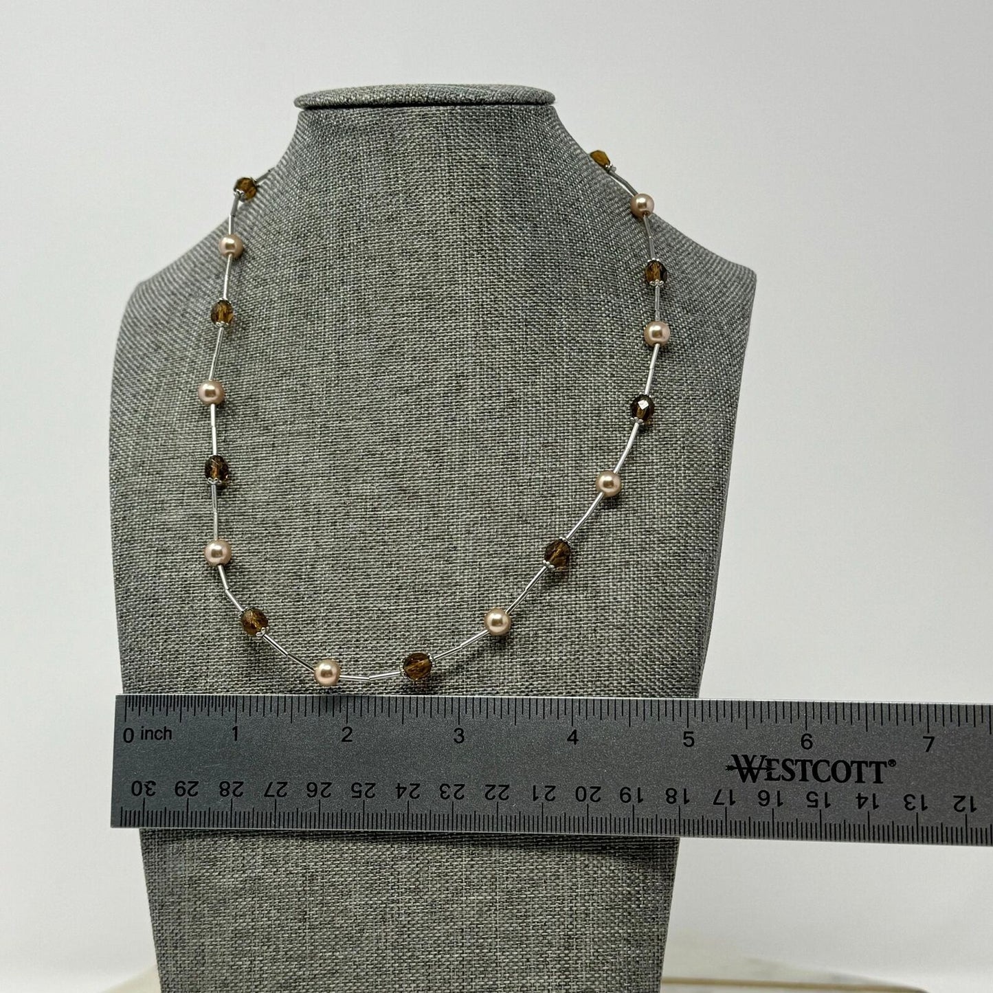 Lia Sophia Silver Pearl Necklace Station Pearl Beaded Accent Simple Sleek Chic