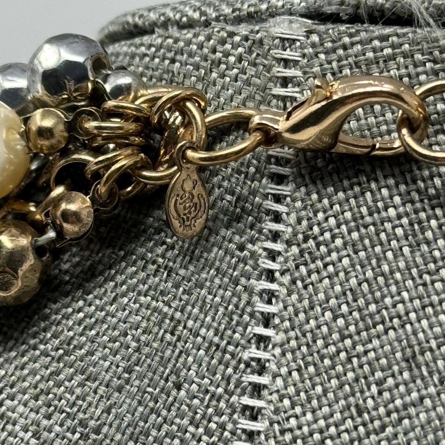 Premier Designs Pearl Chain Layer Necklace Shimmer Beaded Accents Rustic Bold