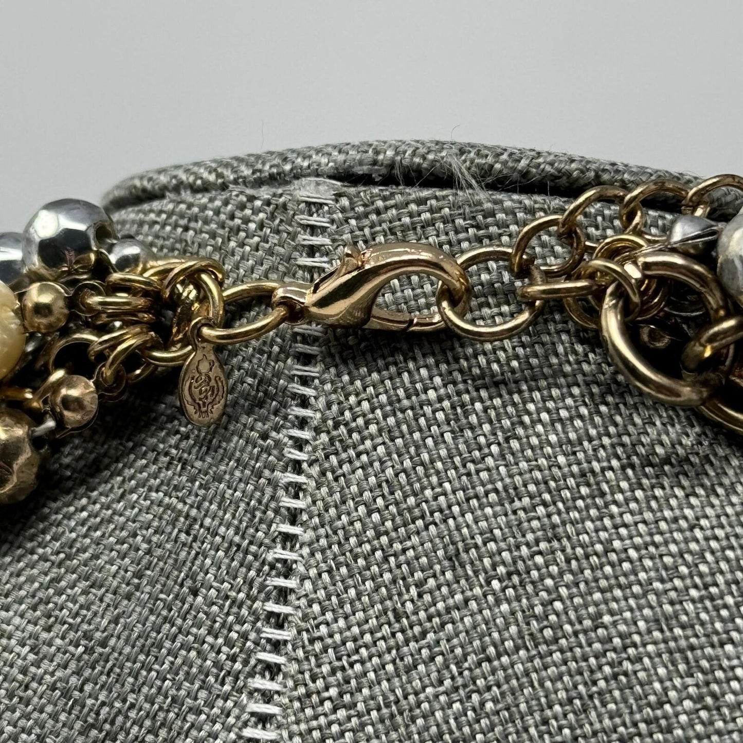 Premier Designs Pearl Chain Layer Necklace Shimmer Beaded Accents Rustic Bold