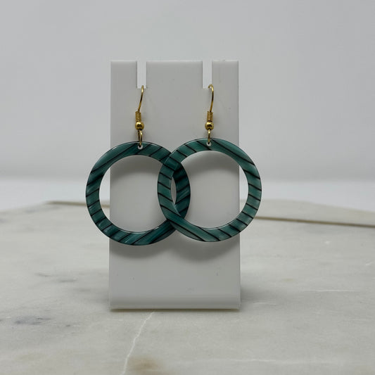 Blue Acrylic Dangle Hoop Earrings