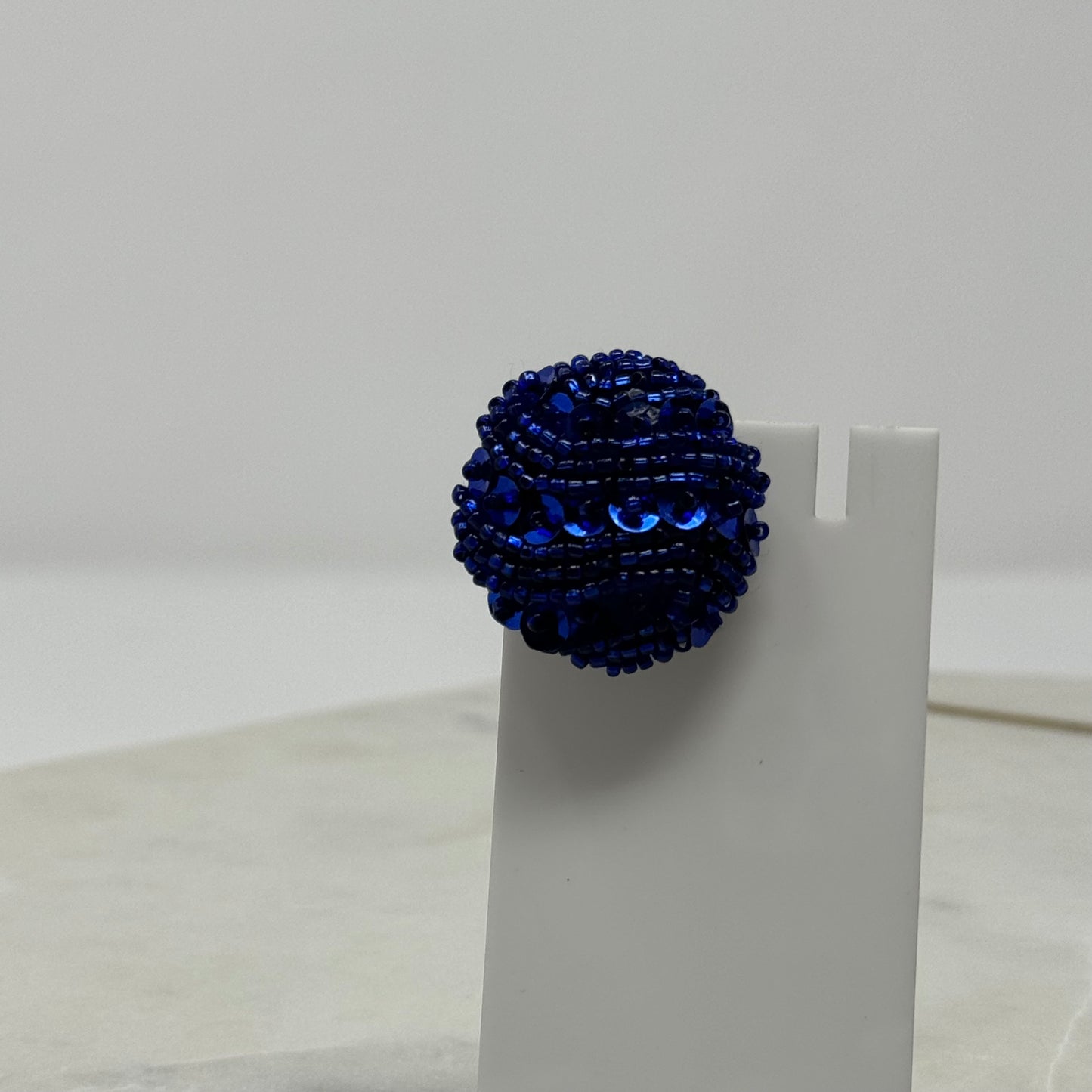 Round Blue Sequin Stud Earrings