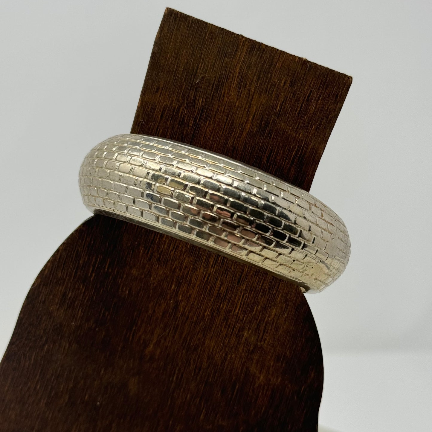 Elegant Silver Textured Bangle Bracelet, Handcrafted Vintage Style, Statement Jewelry