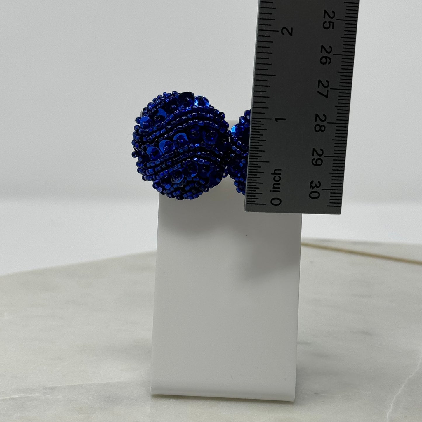 Round Blue Sequin Stud Earrings