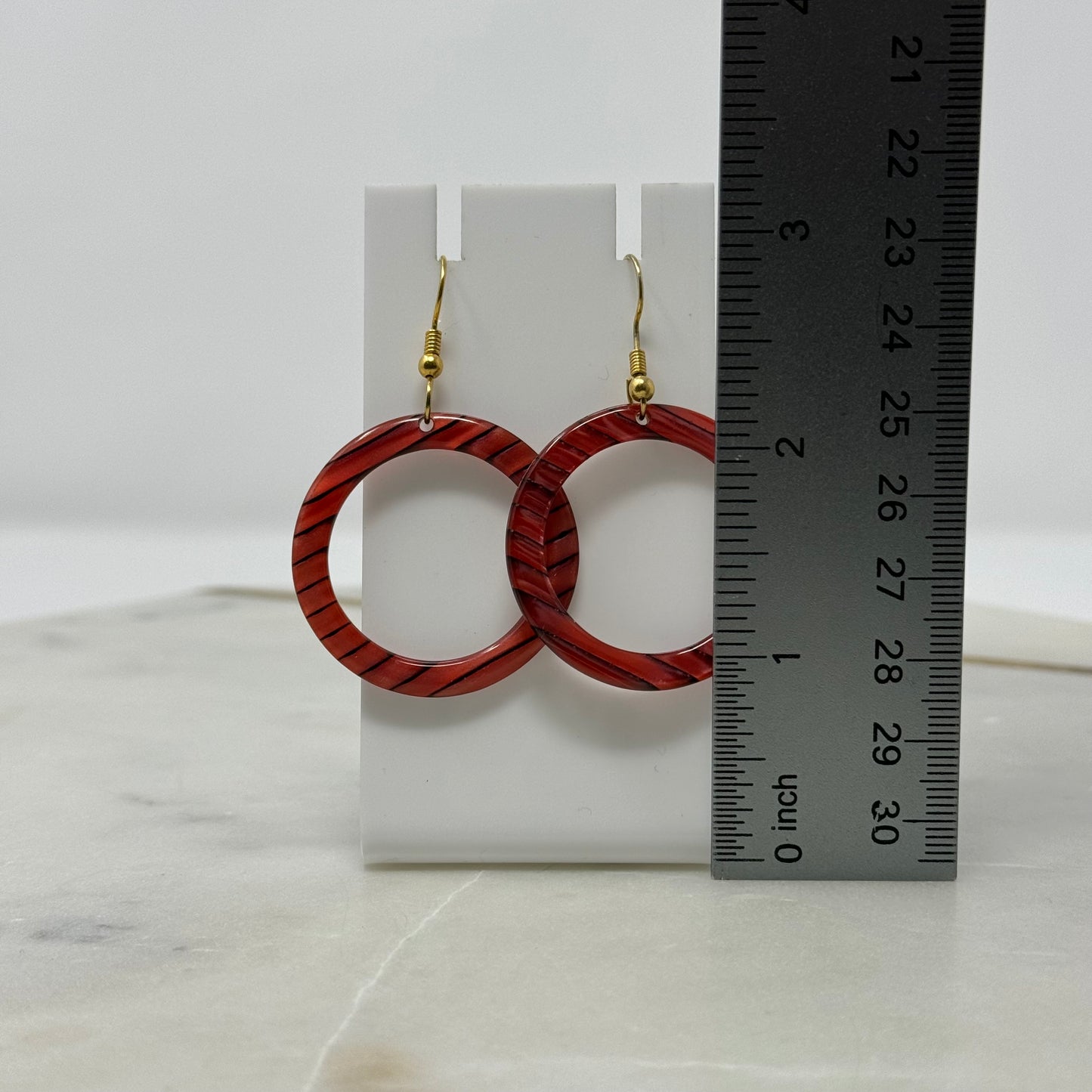 Red Acrylic Dangle Hoop Earrings