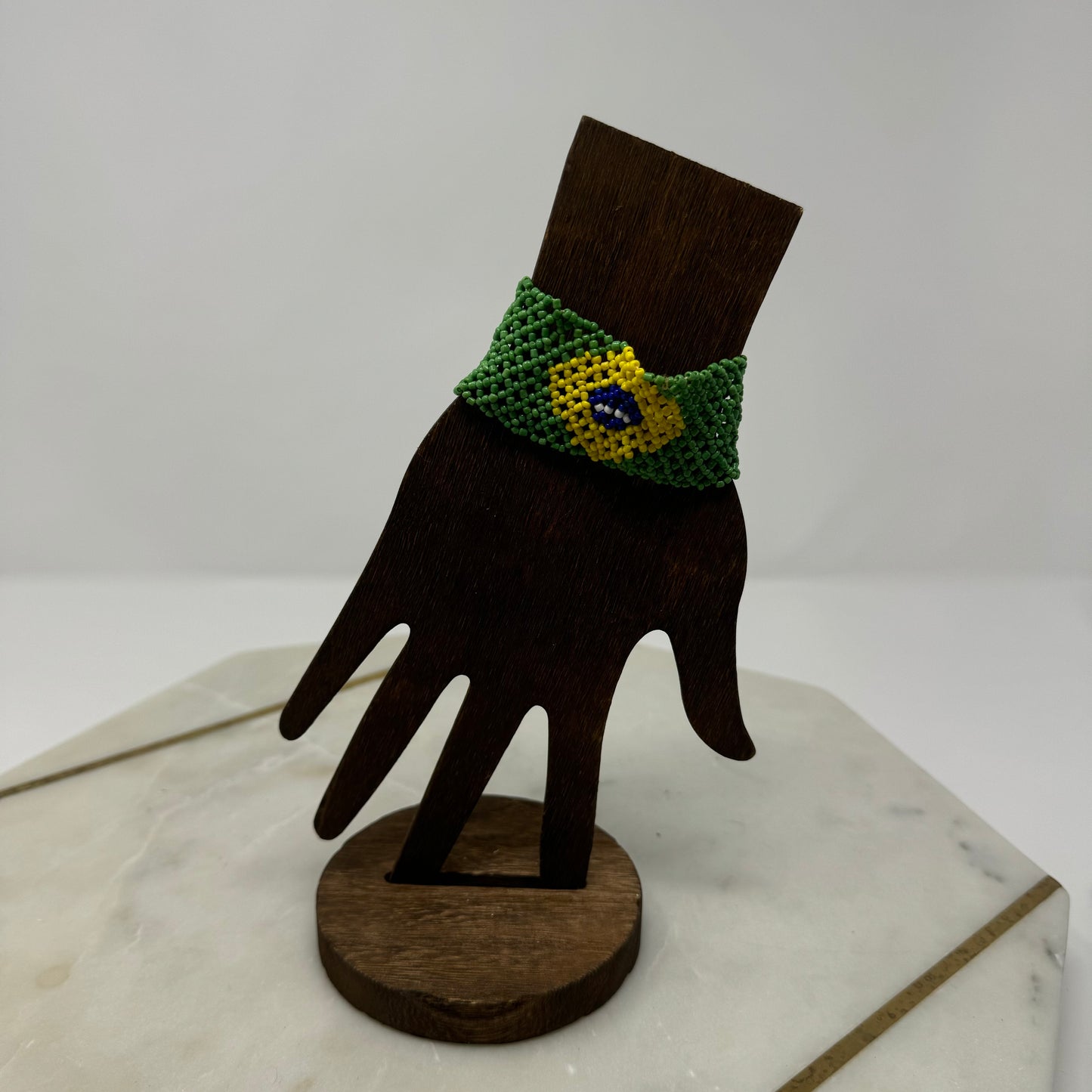 Bracelet Brazil Multi-Layer Seed Beaded Cuff Flag 6.5 in Fashion Jewelry