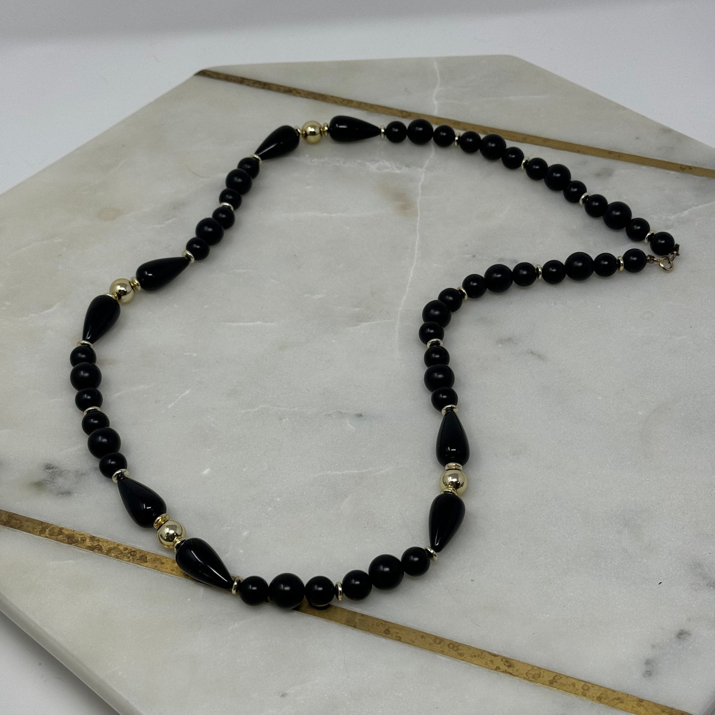 Necklace Retro Statement Black Beaded Strand 28 in Fashion Jewelry
