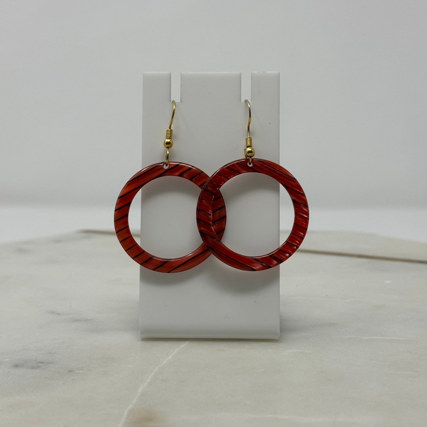 Red Acrylic Dangle Hoop Earrings