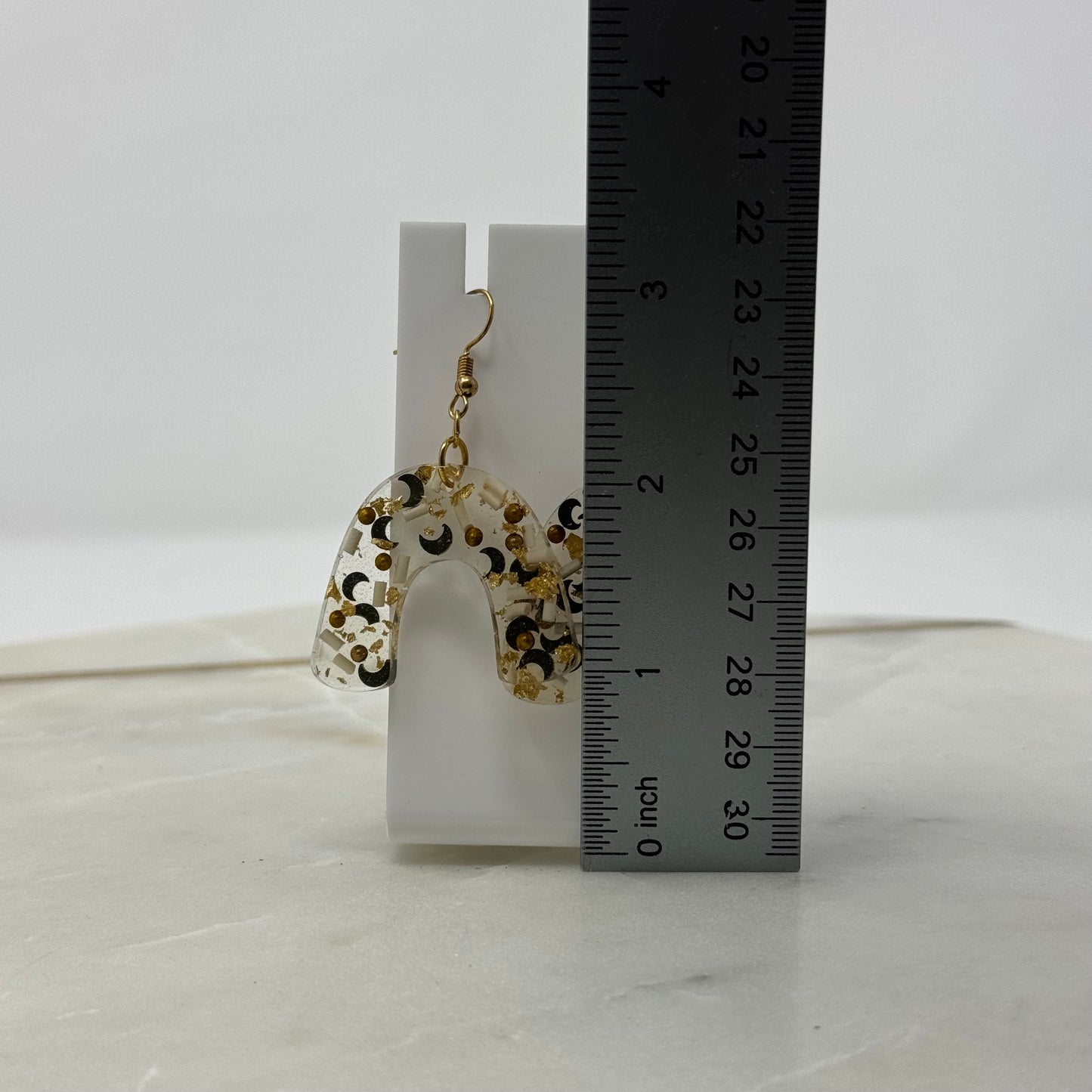 Boho Moon Gold Accent Dangle Hook Earrings