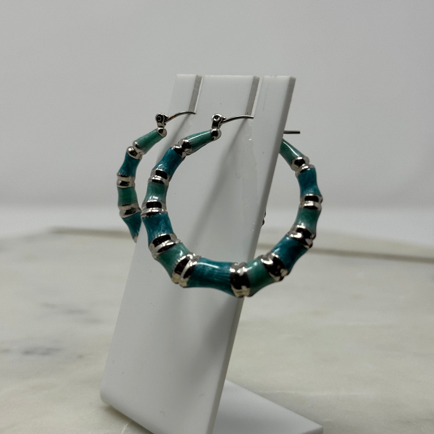 Aqua Blue Hoop Earrings