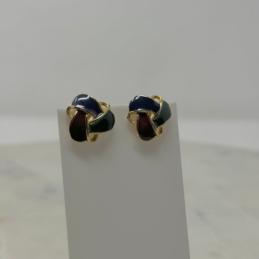 Vintage 90's Colors Knotted Clip-On Earrings