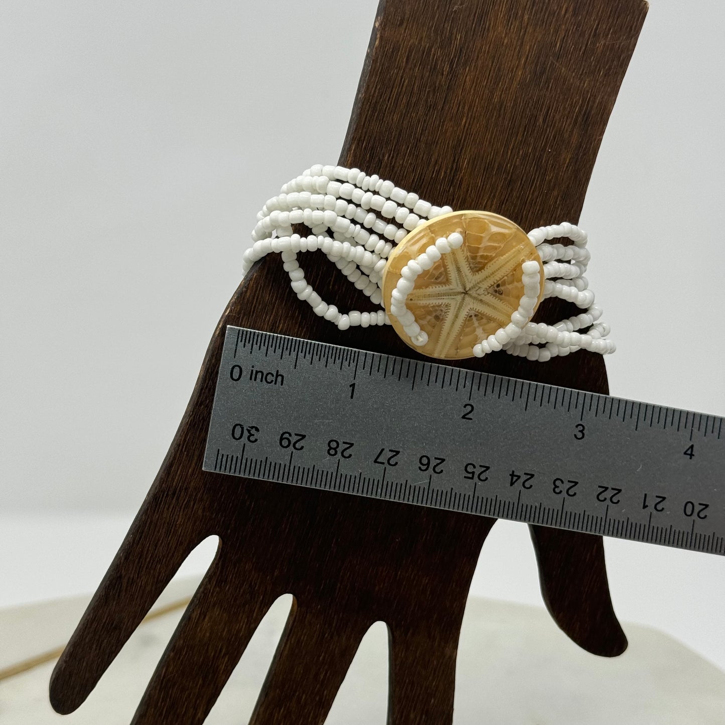 Bracelet Boho Beach Cuff Starfish Multi-Layer Seed Beads 7 in