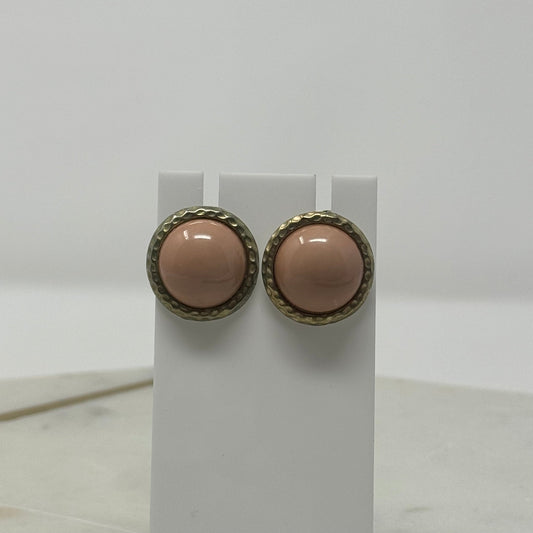 Vintage 1990’s Round Blush & Gold Post Earrings