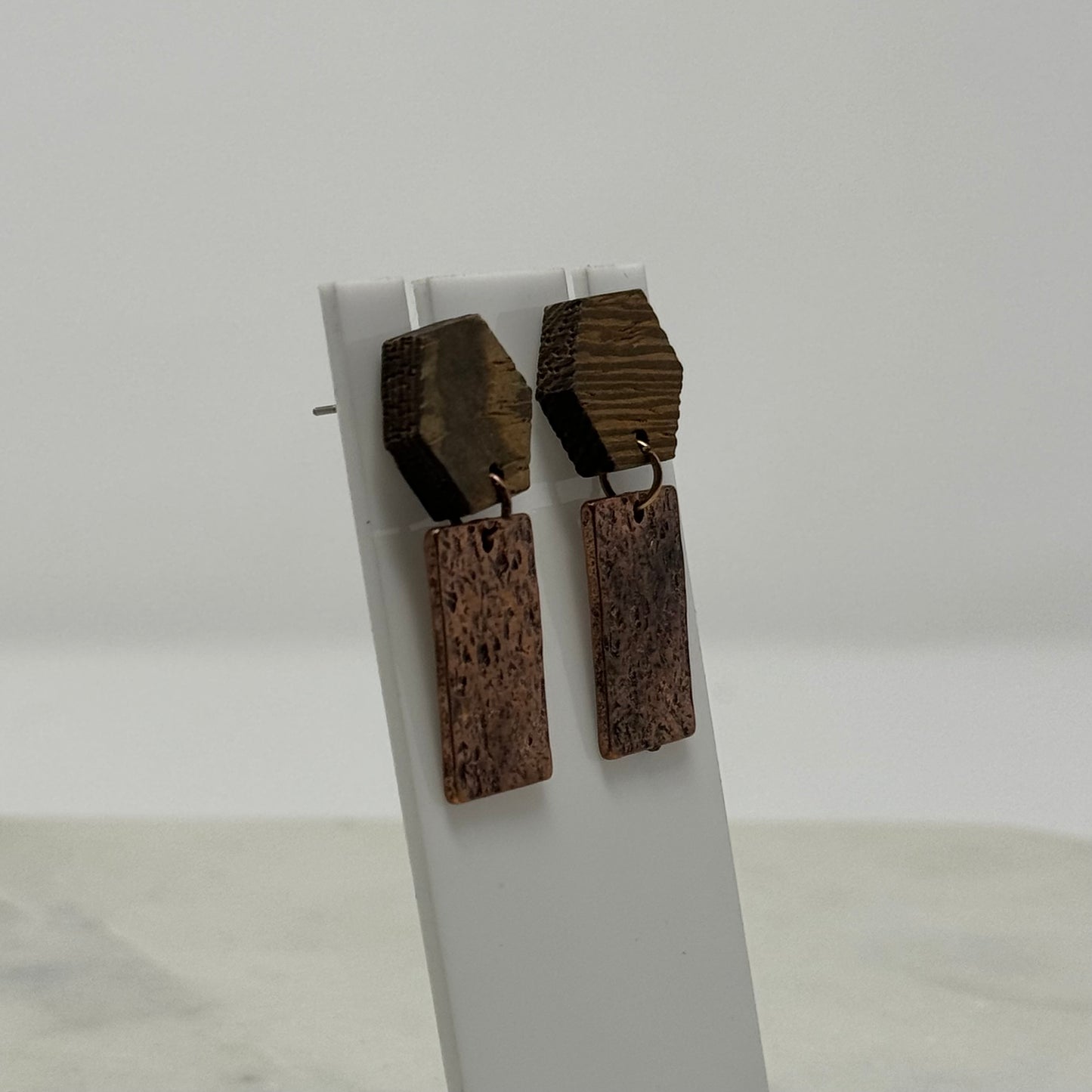 Boho Dual Material Tribal Dangle Post Earrings