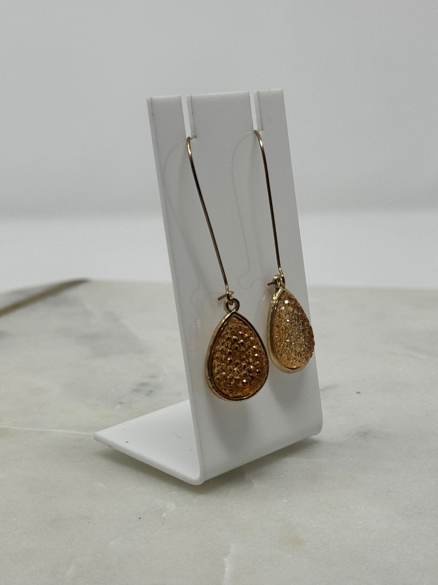 Sparkle Teardrop Dangle Statement Long Hook Earrings