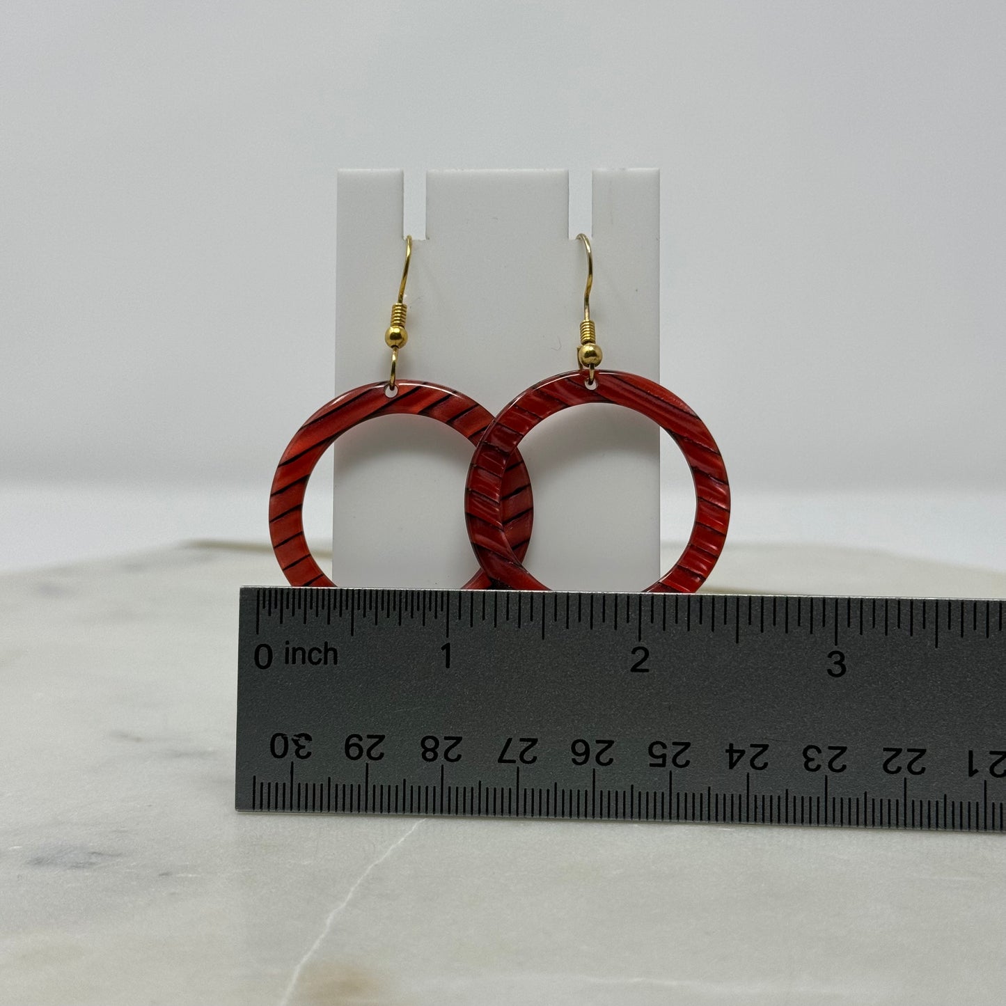 Red Acrylic Dangle Hoop Earrings