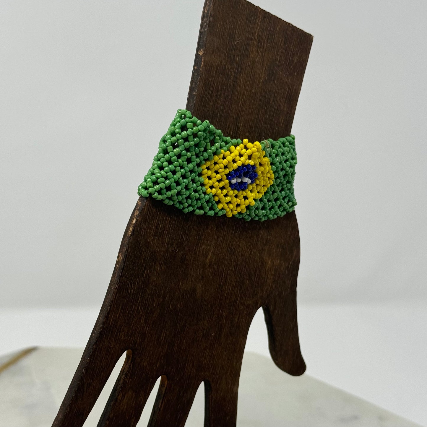 Bracelet Brazil Multi-Layer Seed Beaded Cuff Flag 6.5 in Fashion Jewelry