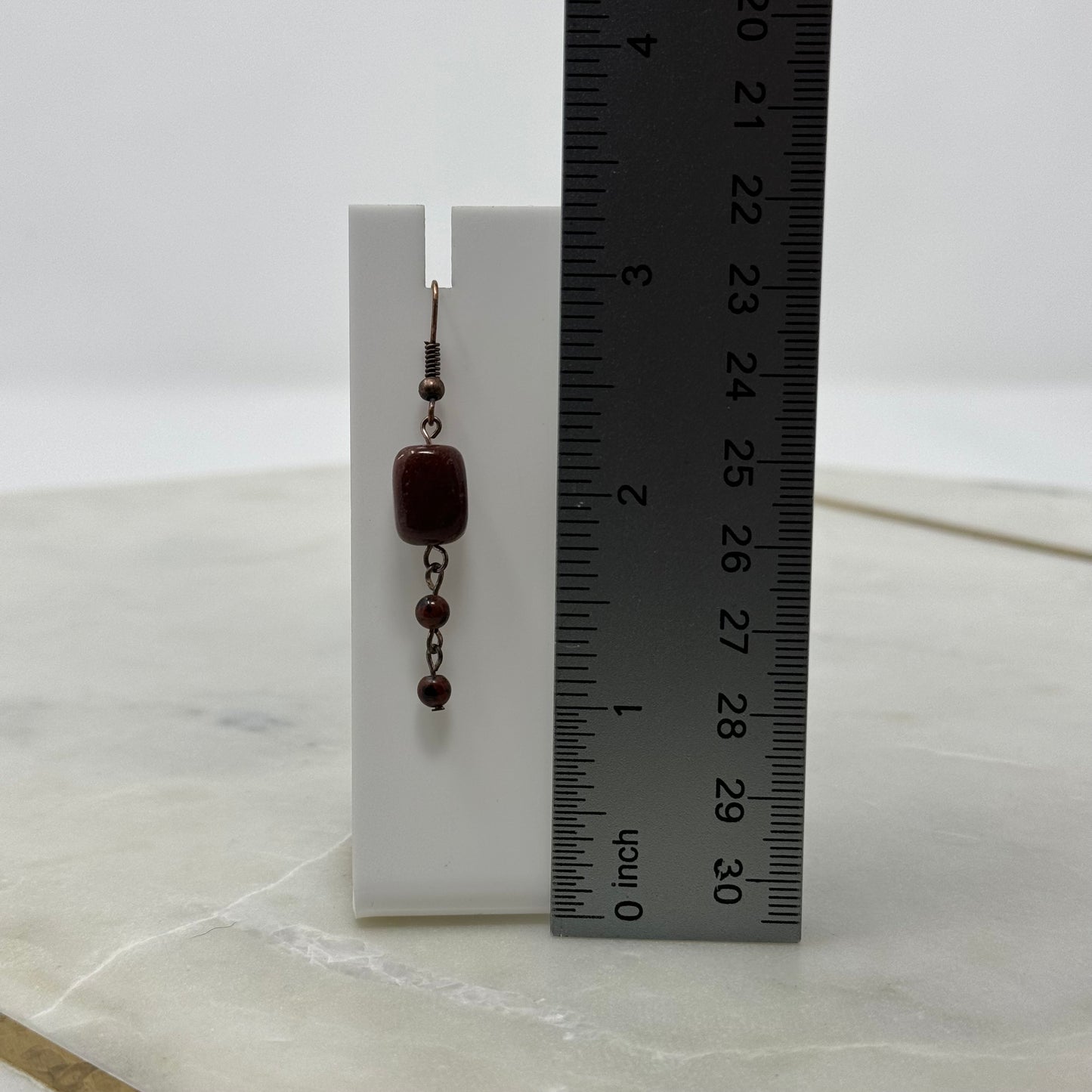 Earrings Boho Brown Beaded Stone Hook Dangles 2 in Pierced Ears