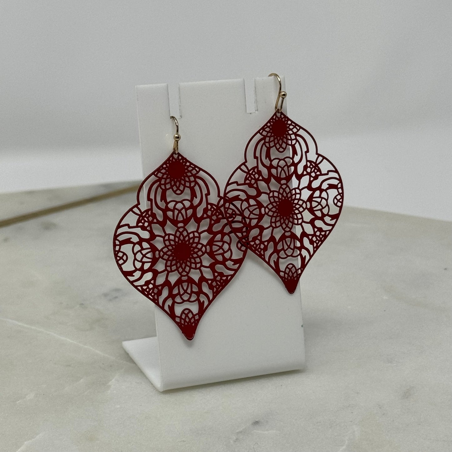 Earrings Boho Southwest Intricate Scalloped Dangles 2.5 in Drop Hook Costume Jewelry
