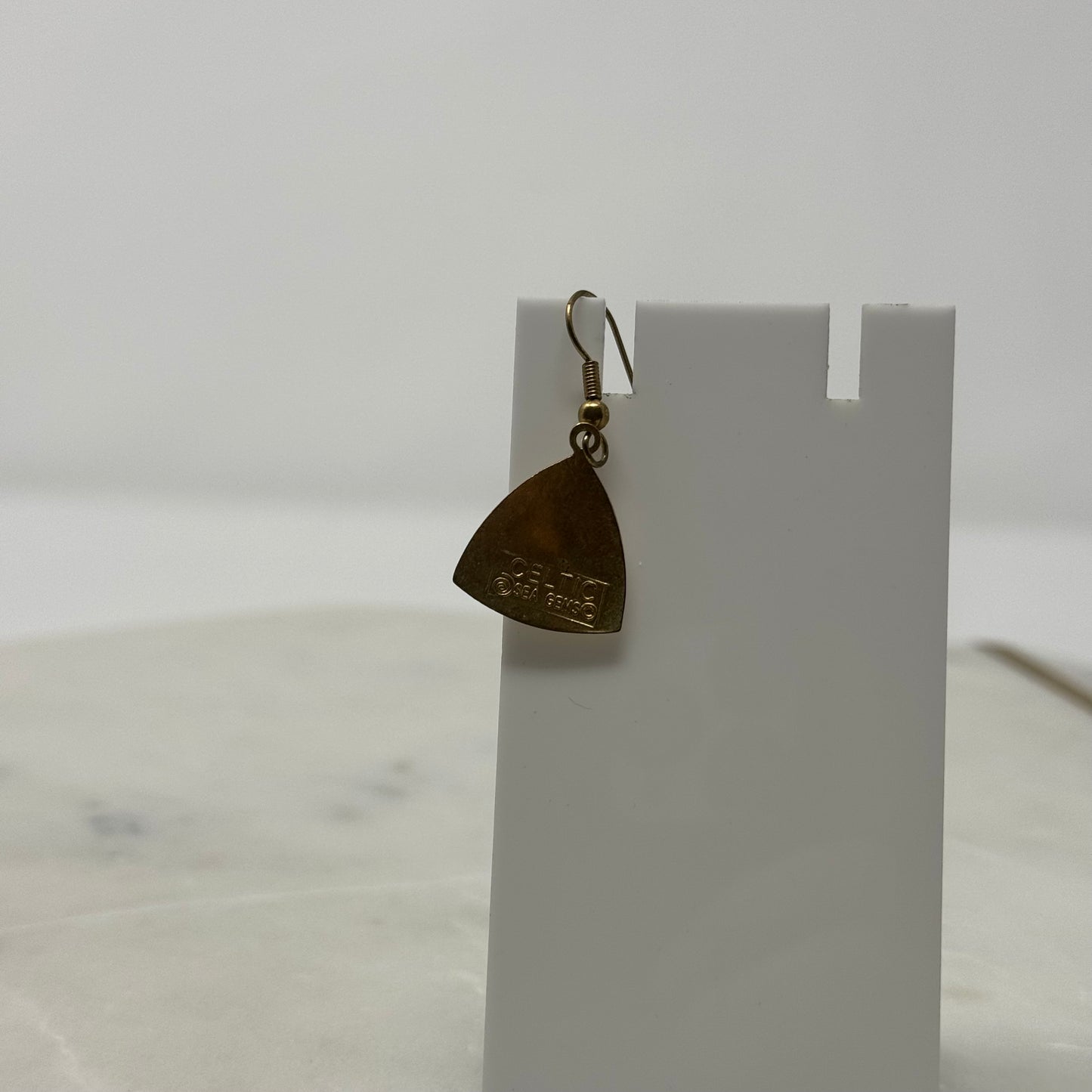 Celtic Sea Gems Enamel Dangle Gold Hook Earrings
