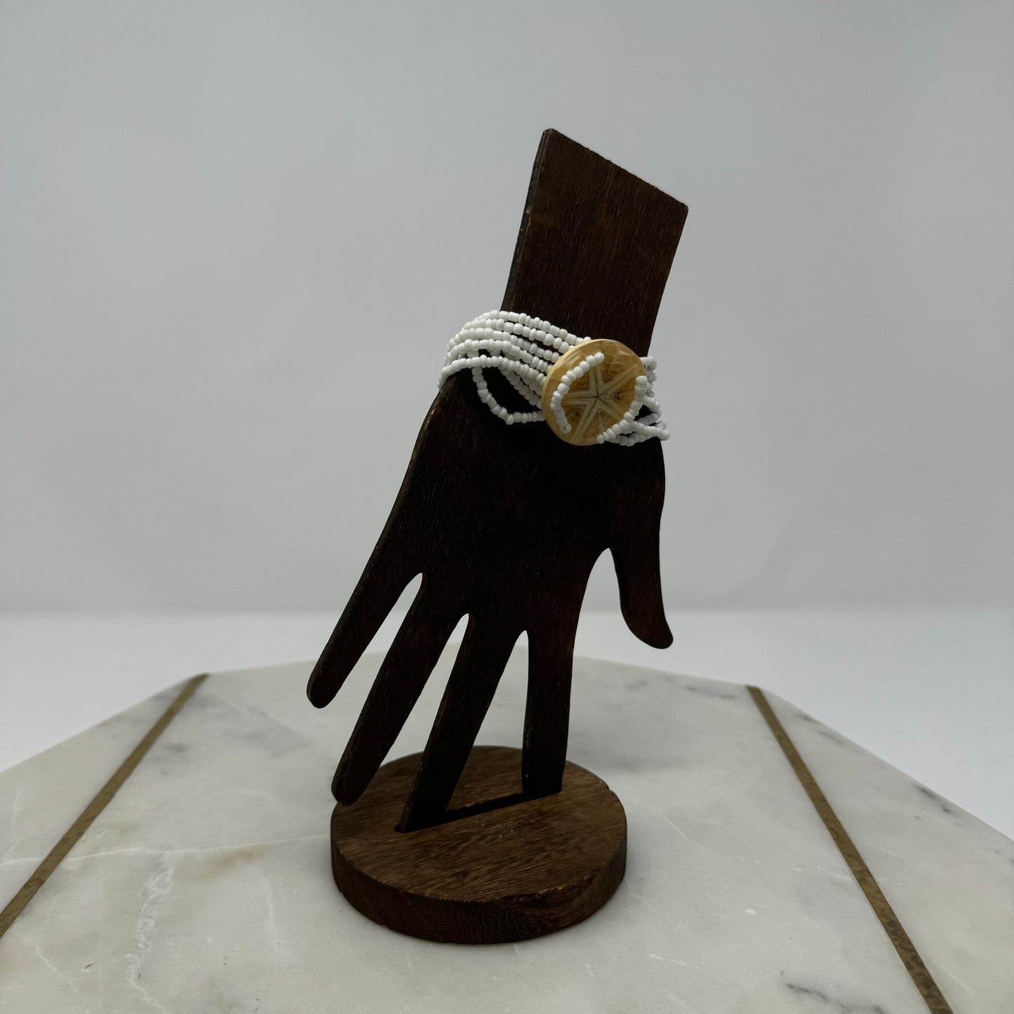 Bracelet Boho Beach Cuff Starfish Multi-Layer Seed Beads 7 in