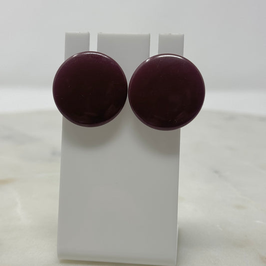 Vintage Plum Purple Round Clip-On Earrings